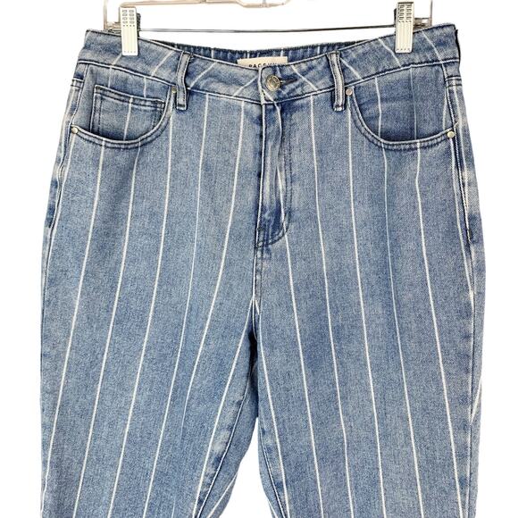 PacSun Mom Jeans High Rise Blue Striped Cropped Denim Women’s 30 - Picture 4 of 11